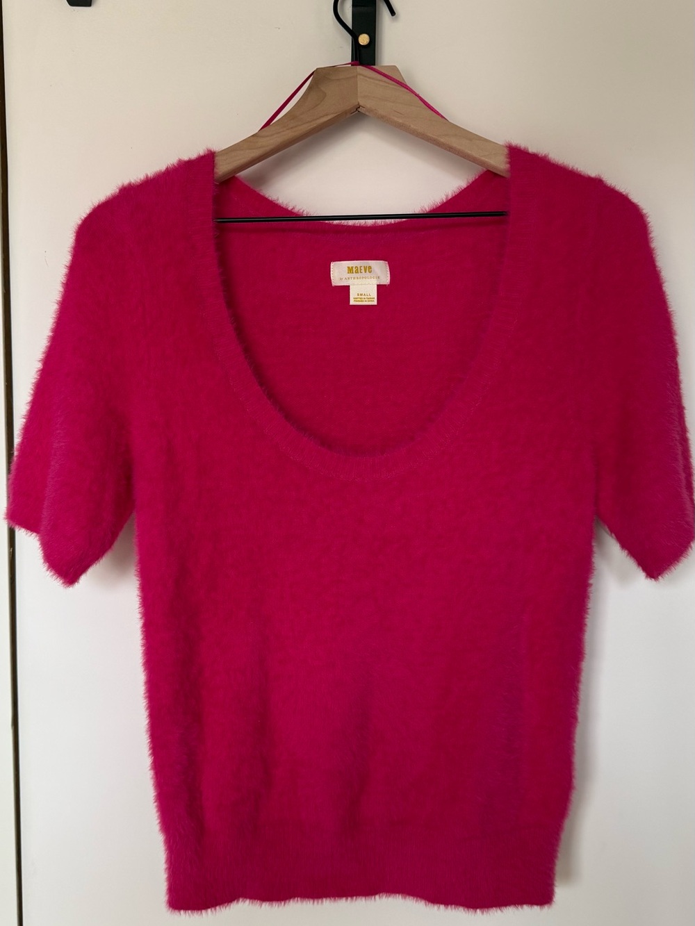 Anthropologie Maeve Hot Pink Fuzzy Knit Top
